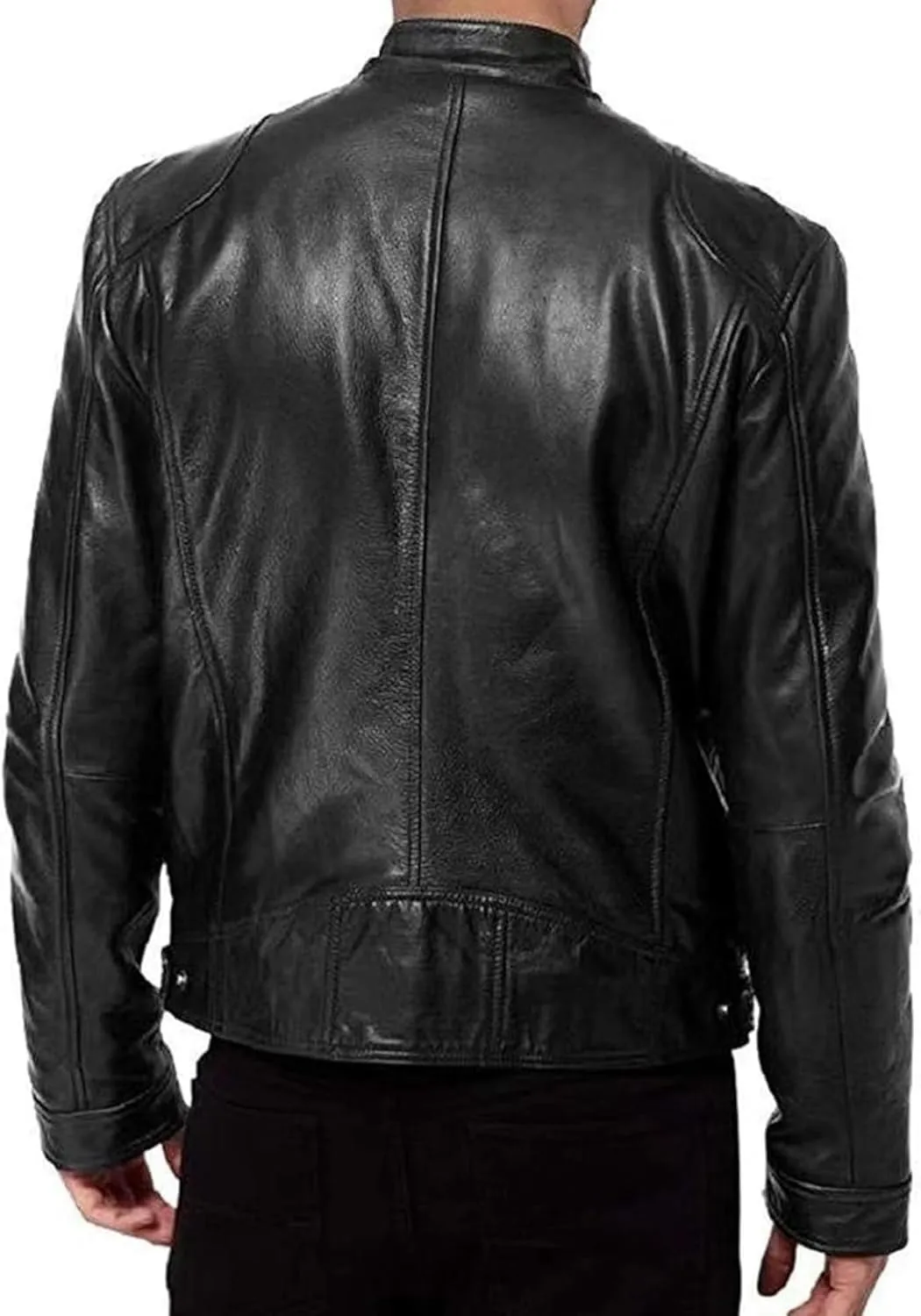 Men Slim Fit Motorcyle Leather Jacket Zip-Up Windbreaker Leather Jackets Lightweight PU Biker Vintage Coat