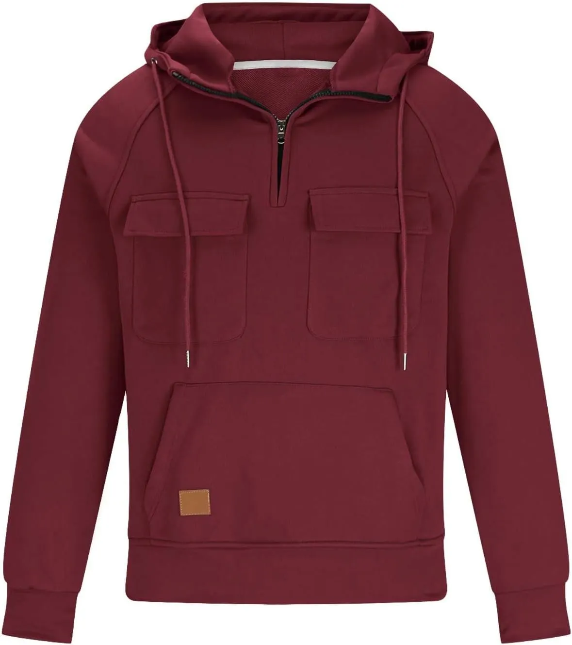 Men Sweatshirts Hoodies With Zipper Casual Fashion Long Sleeve Pullover Shirts Heavyweight Quarter Zip Cargo Hoodie