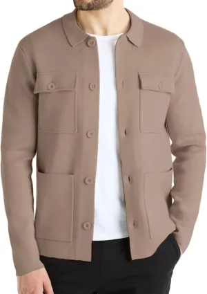 Men's Cardigan Sweater Casual Chunky Knit Multi-Pocket Lapel Collar Button Down Long Sleeve Sweater Fall Winter 2024