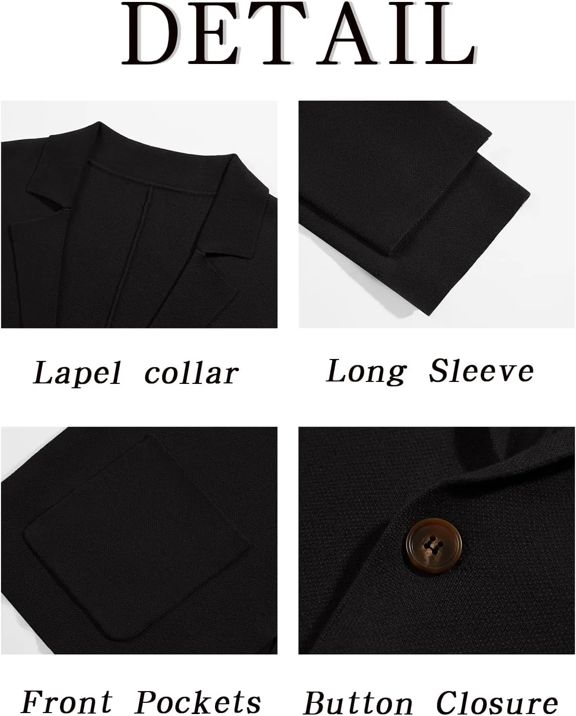 Mens Cardigan Sweater Knit Blazer Suit Jacket Casual Two Button Lightweight Sport Coat with Pockets