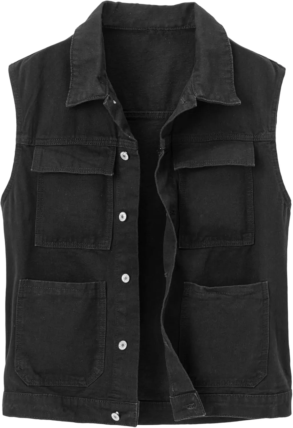 Men's Casual Denim Vest, Sleeveless Jeans Jacket Relaxed Fit Button Down Lapel Waistcoat