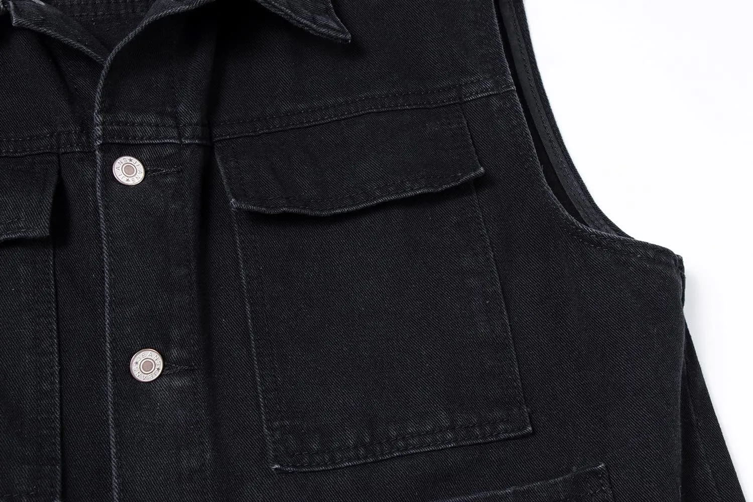 Men's Casual Denim Vest, Sleeveless Jeans Jacket Relaxed Fit Button Down Lapel Waistcoat