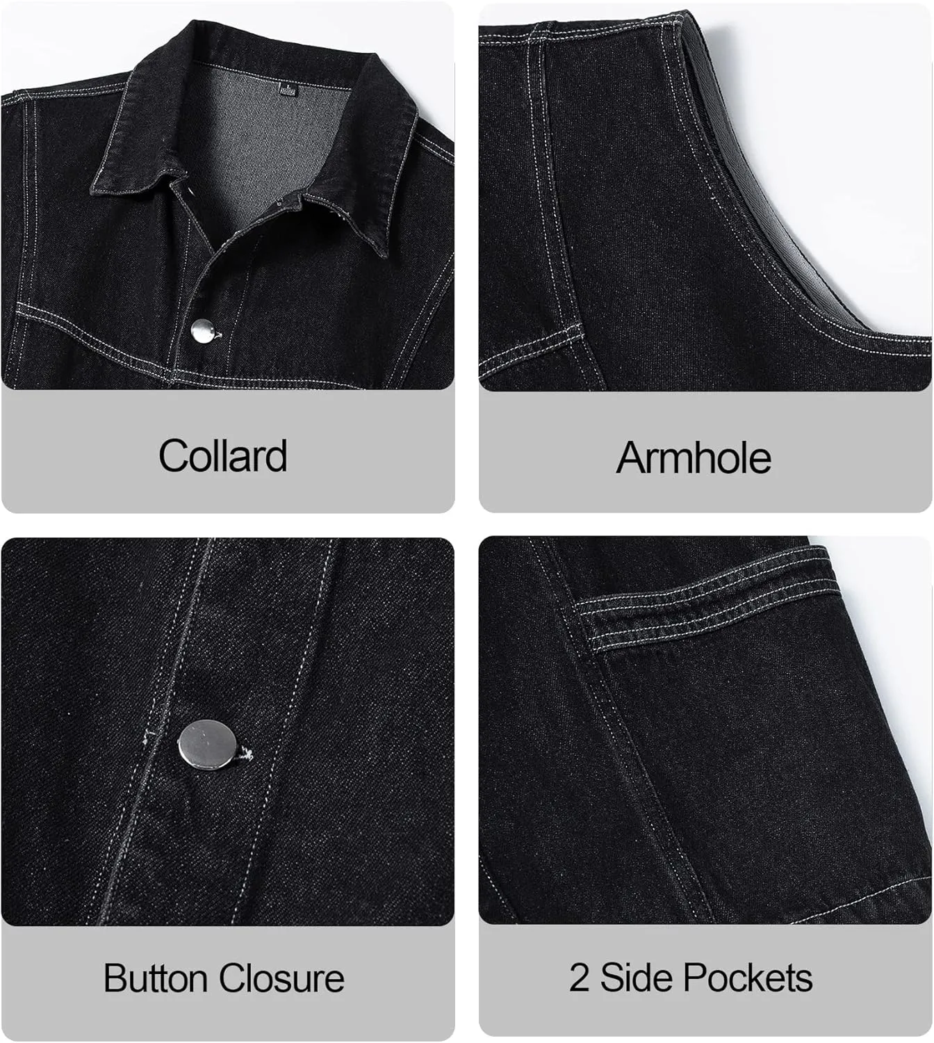 Men's Casual Denim Vest, Sleeveless Jeans Jacket Relaxed Fit Button Down Lapel Waistcoat