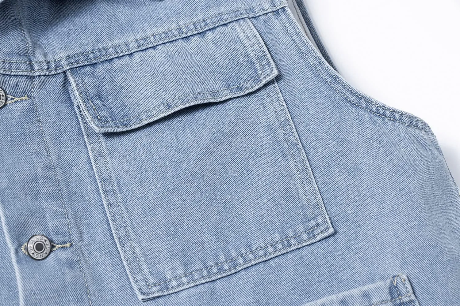 Men's Casual Denim Vest, Sleeveless Jeans Jacket Relaxed Fit Button Down Lapel Waistcoat
