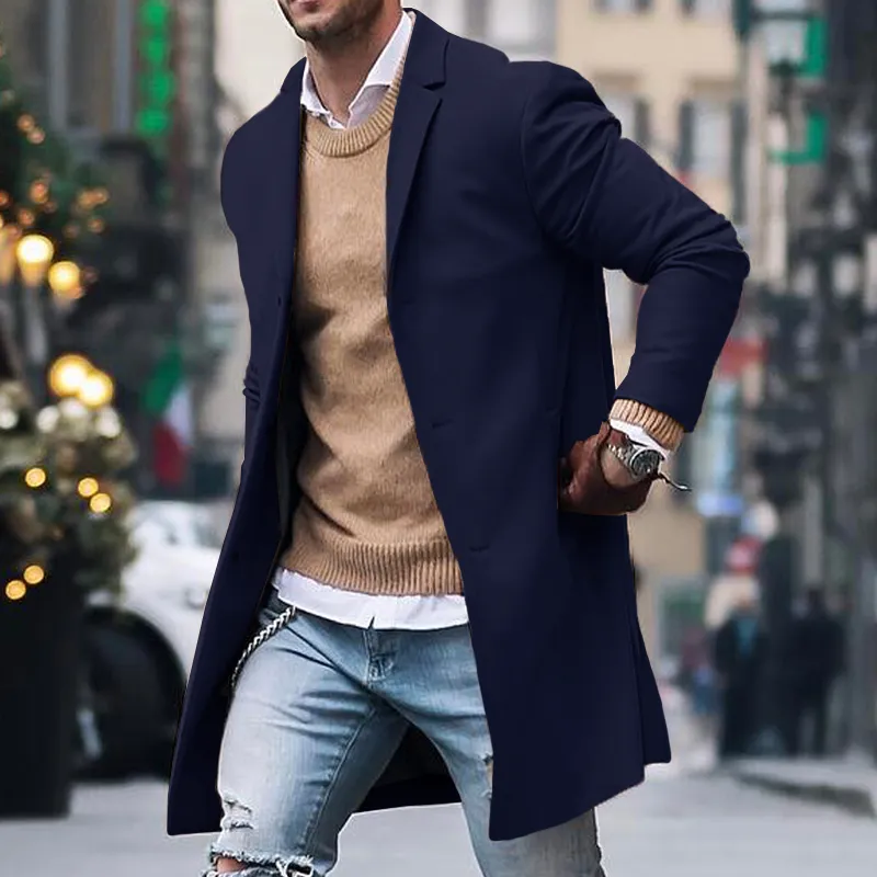 Men's Classic Single-Breasted Trench Coat