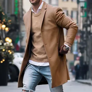 Men's Classic Single-Breasted Trench Coat