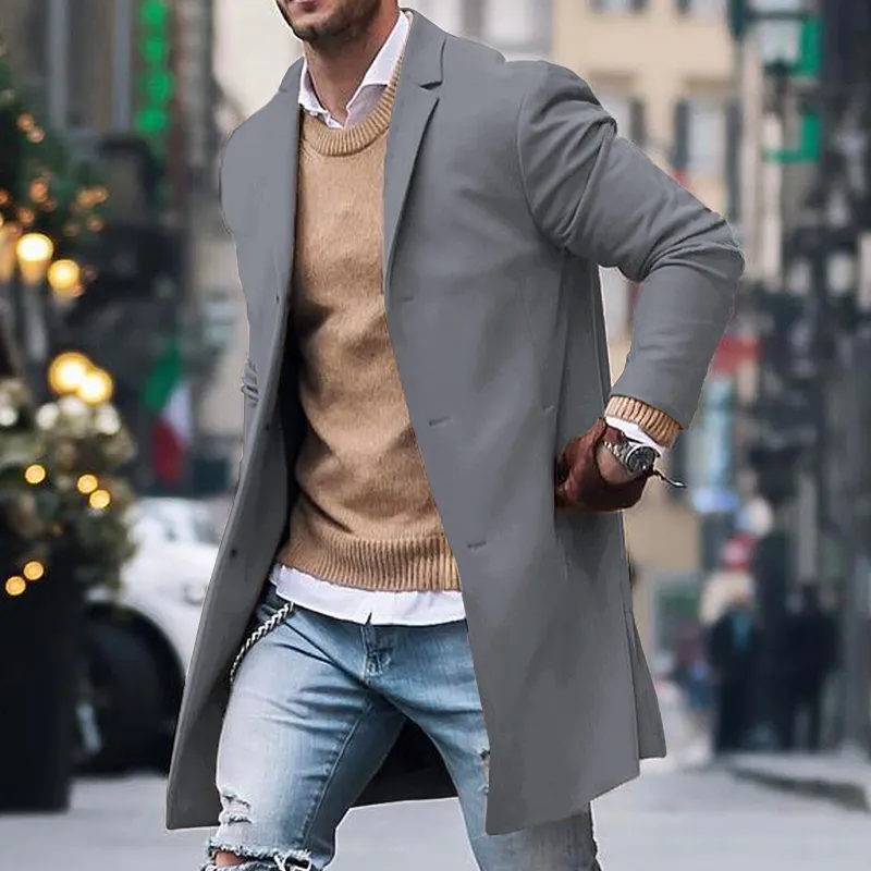 Men's Classic Single-Breasted Trench Coat