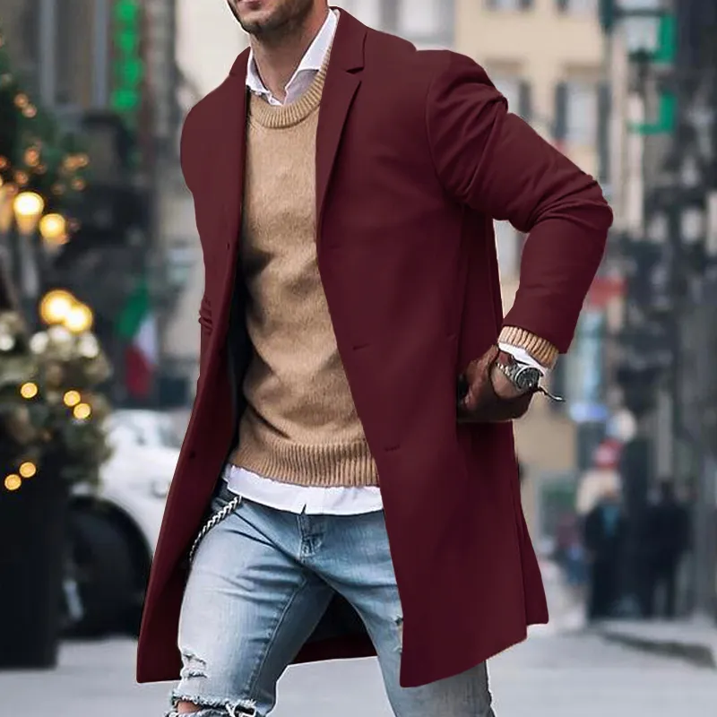 Men's Classic Single-Breasted Trench Coat