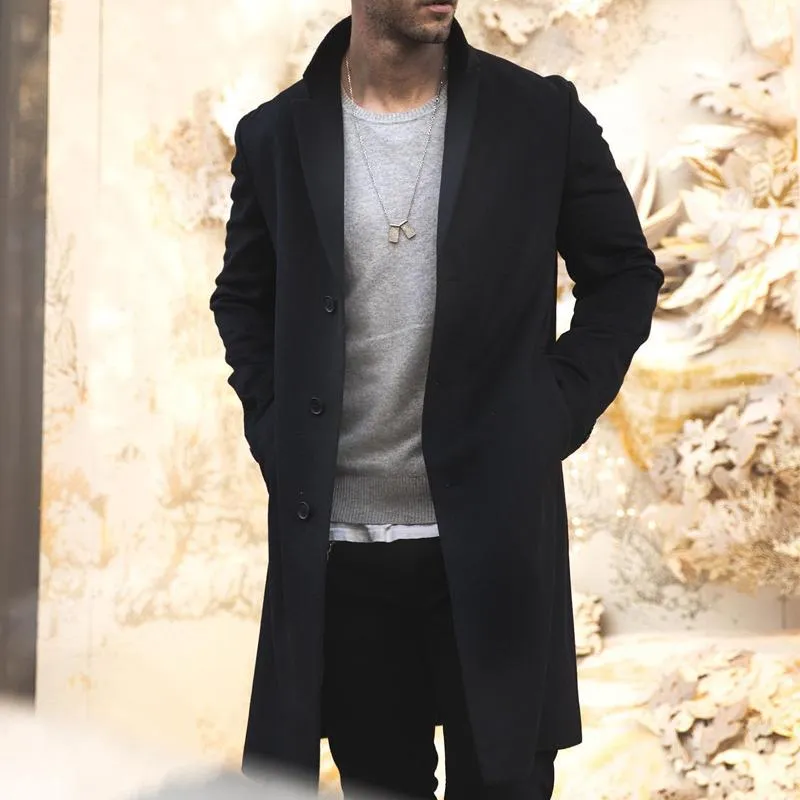 Men's Classic Single-Breasted Trench Coat