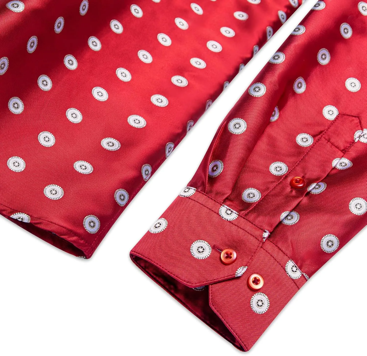Mens Dress Shirt Silk Long Sleeve Button Up Shirts Retro Floral Tuxedo Shirts for Wedding Party Events