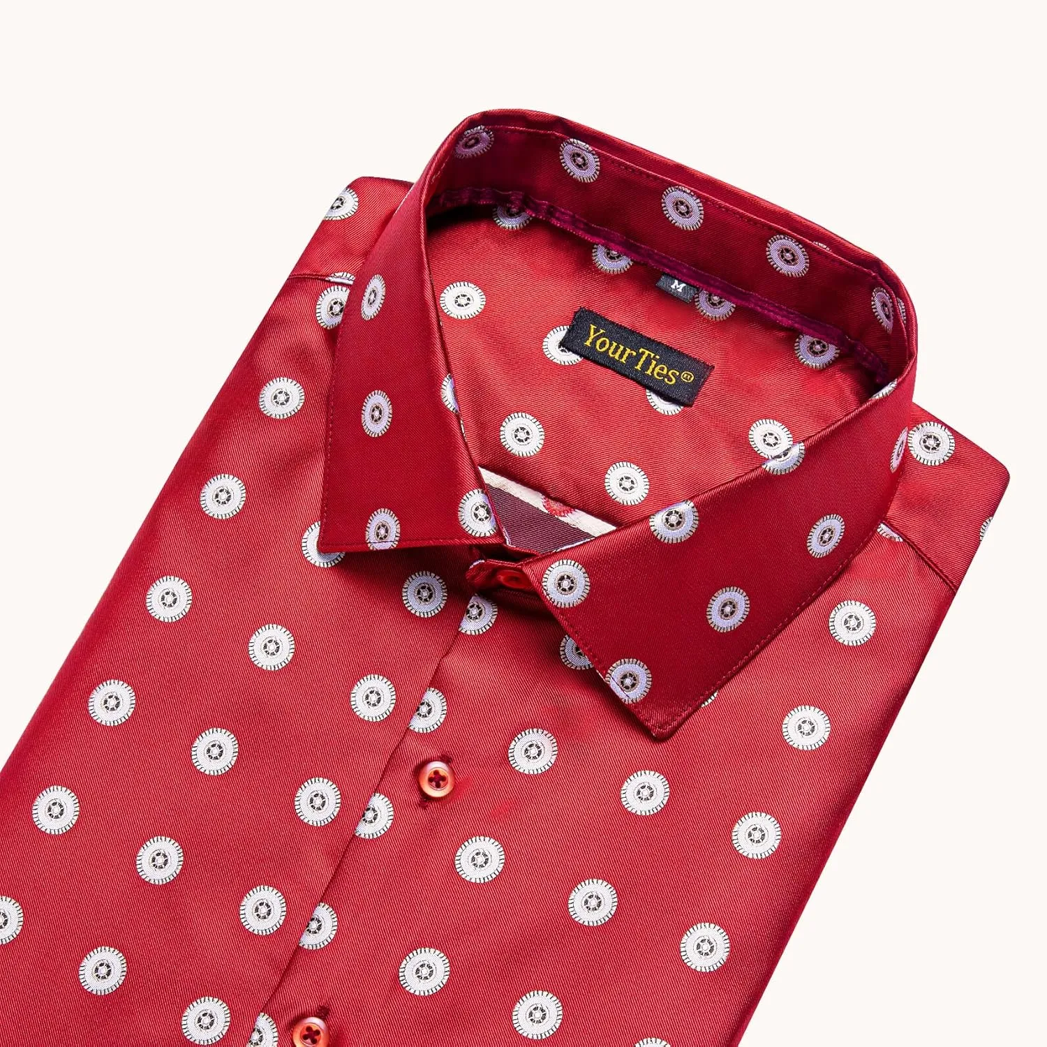 Mens Dress Shirt Silk Long Sleeve Button Up Shirts Retro Floral Tuxedo Shirts for Wedding Party Events