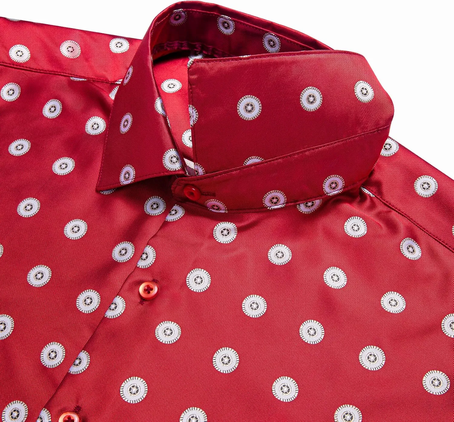 Mens Dress Shirt Silk Long Sleeve Button Up Shirts Retro Floral Tuxedo Shirts for Wedding Party Events