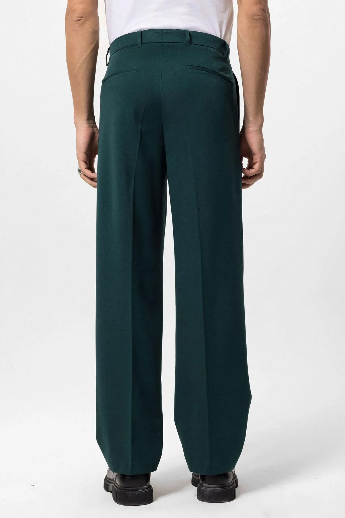 Men's Emerald High Waist Pleated Comfortable Fit  Trousers - Wessi
