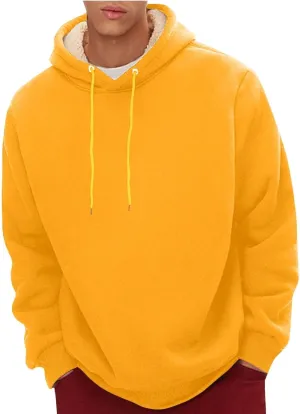 Men's Fleece Hoodie Sweatshirt Long Sleeve Casual Sherpa Lined Pullover Heavyweight Hooded Sweatshirts with Pocket