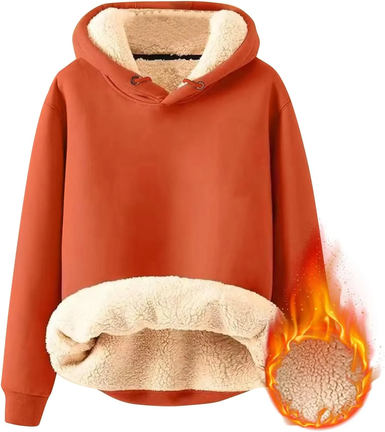 Men's Fleece Hoodie Sweatshirt Long Sleeve Casual Sherpa Lined Pullover Heavyweight Hooded Sweatshirts with Pocket