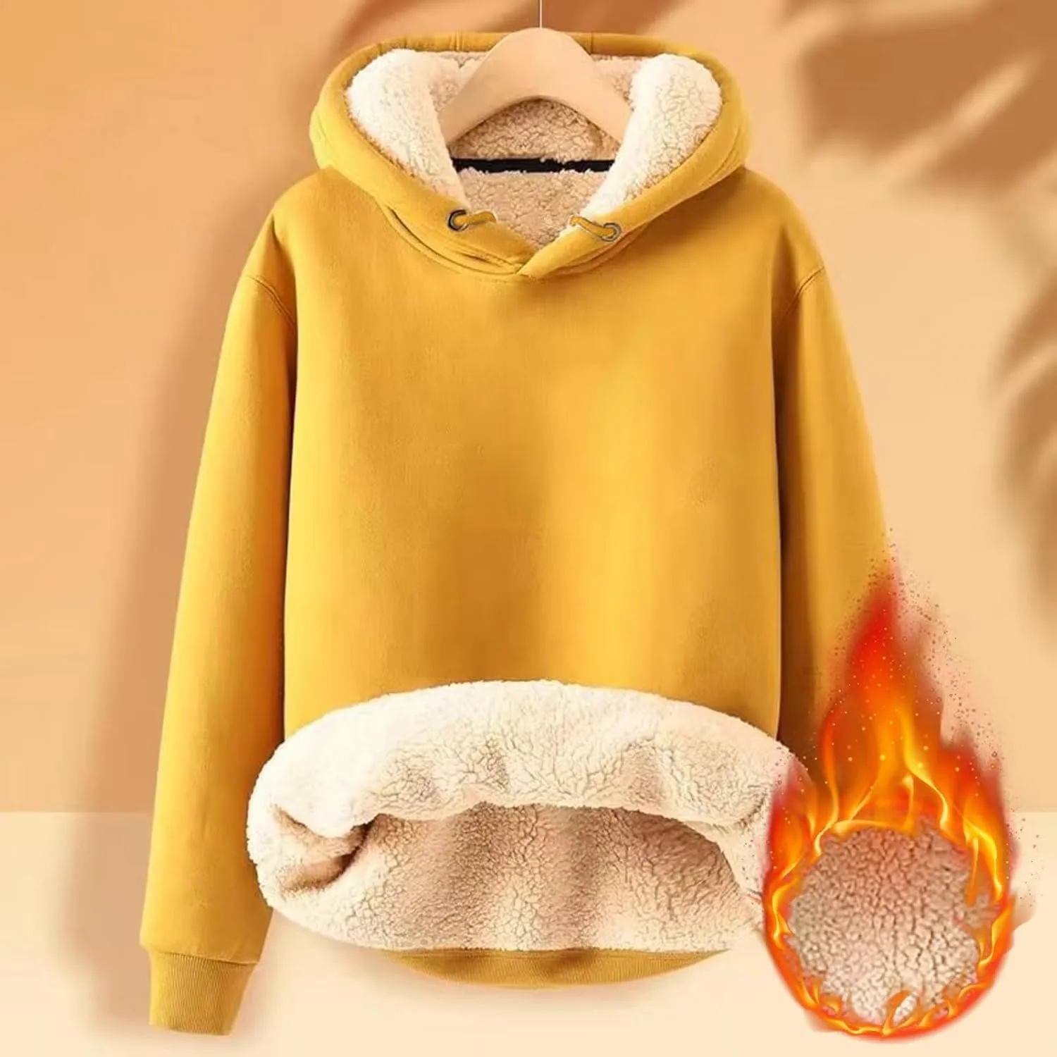 Men's Fleece Hoodie Sweatshirt Long Sleeve Casual Sherpa Lined Pullover Heavyweight Hooded Sweatshirts with Pocket
