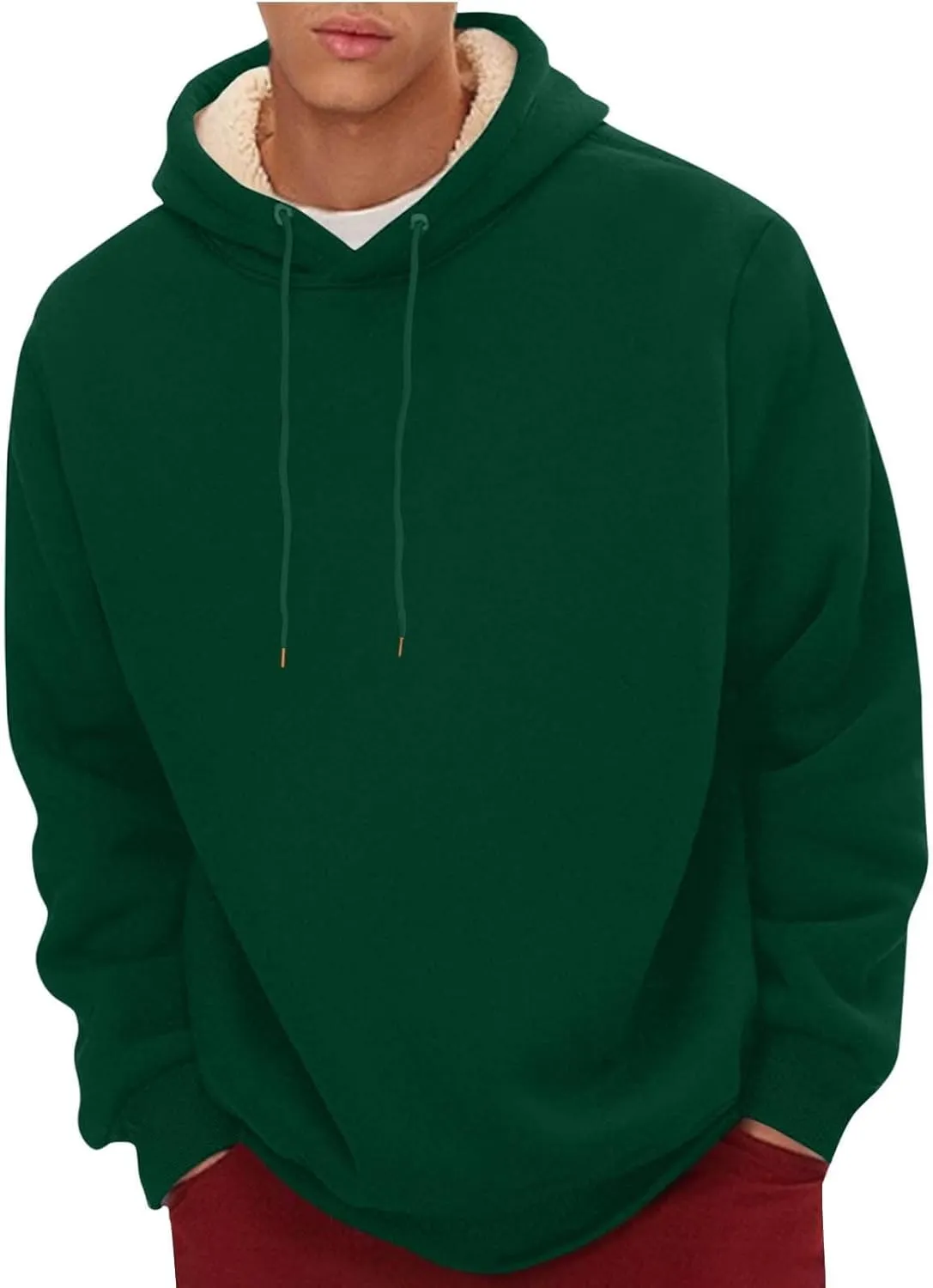 Men's Fleece Hoodie Sweatshirt Long Sleeve Casual Sherpa Lined Pullover Heavyweight Hooded Sweatshirts with Pocket