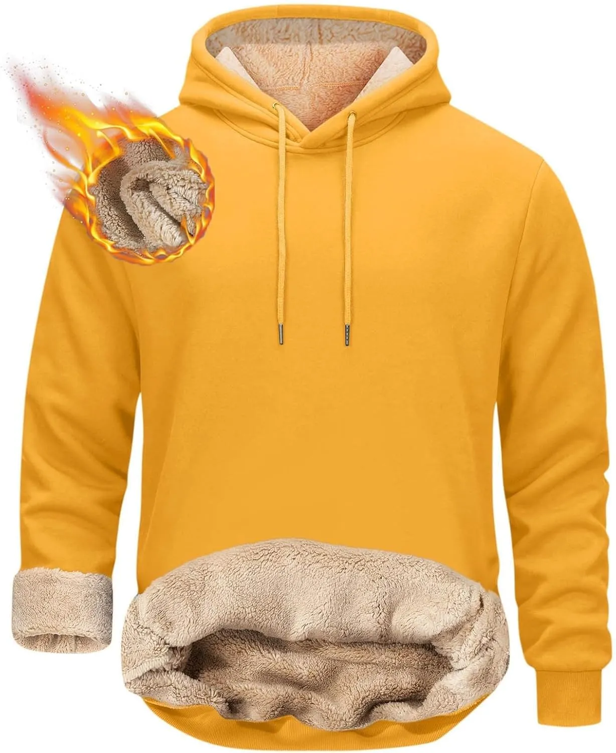 Men's Fleece Hoodie Sweatshirt Long Sleeve Casual Sherpa Lined Pullover Heavyweight Hooded Sweatshirts with Pocket