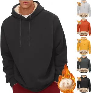 Men's Fleece Hoodie Sweatshirt Long Sleeve Casual Sherpa Lined Pullover Heavyweight Hooded Sweatshirts with Pocket