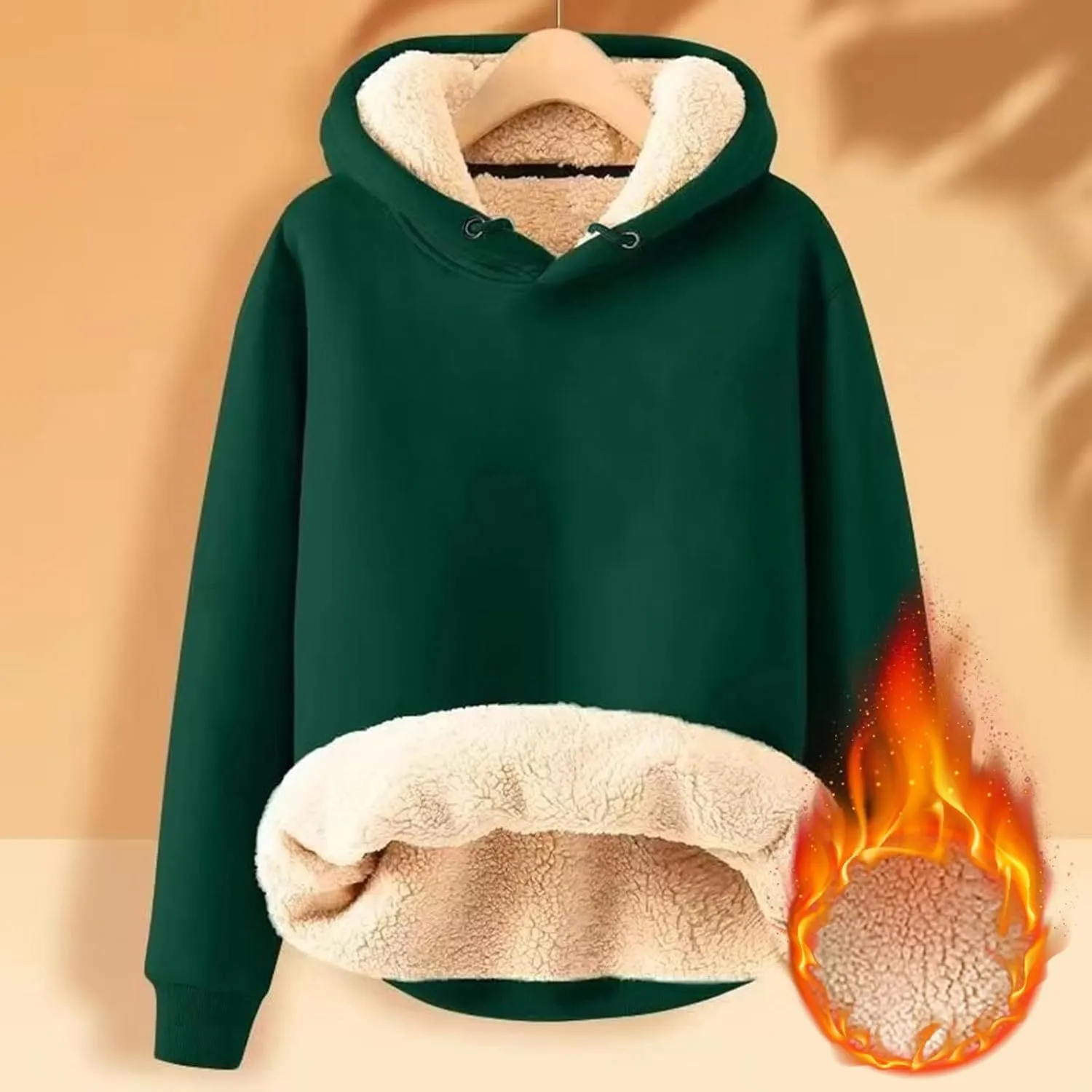 Men's Fleece Hoodie Sweatshirt Long Sleeve Casual Sherpa Lined Pullover Heavyweight Hooded Sweatshirts with Pocket
