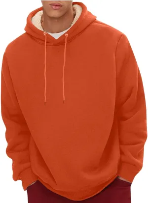 Men's Fleece Hoodie Sweatshirt Long Sleeve Casual Sherpa Lined Pullover Heavyweight Hooded Sweatshirts with Pocket