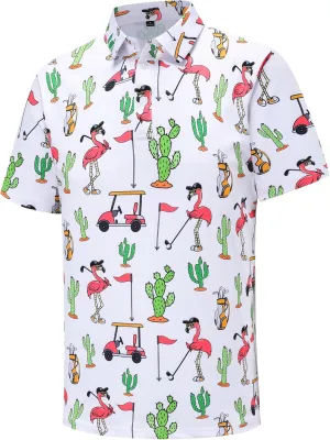 Men's Golf Polo Shirts Short Sleeve Performance Moisture Wicking Dry Fit Funny Golf Polo Shirts for Men