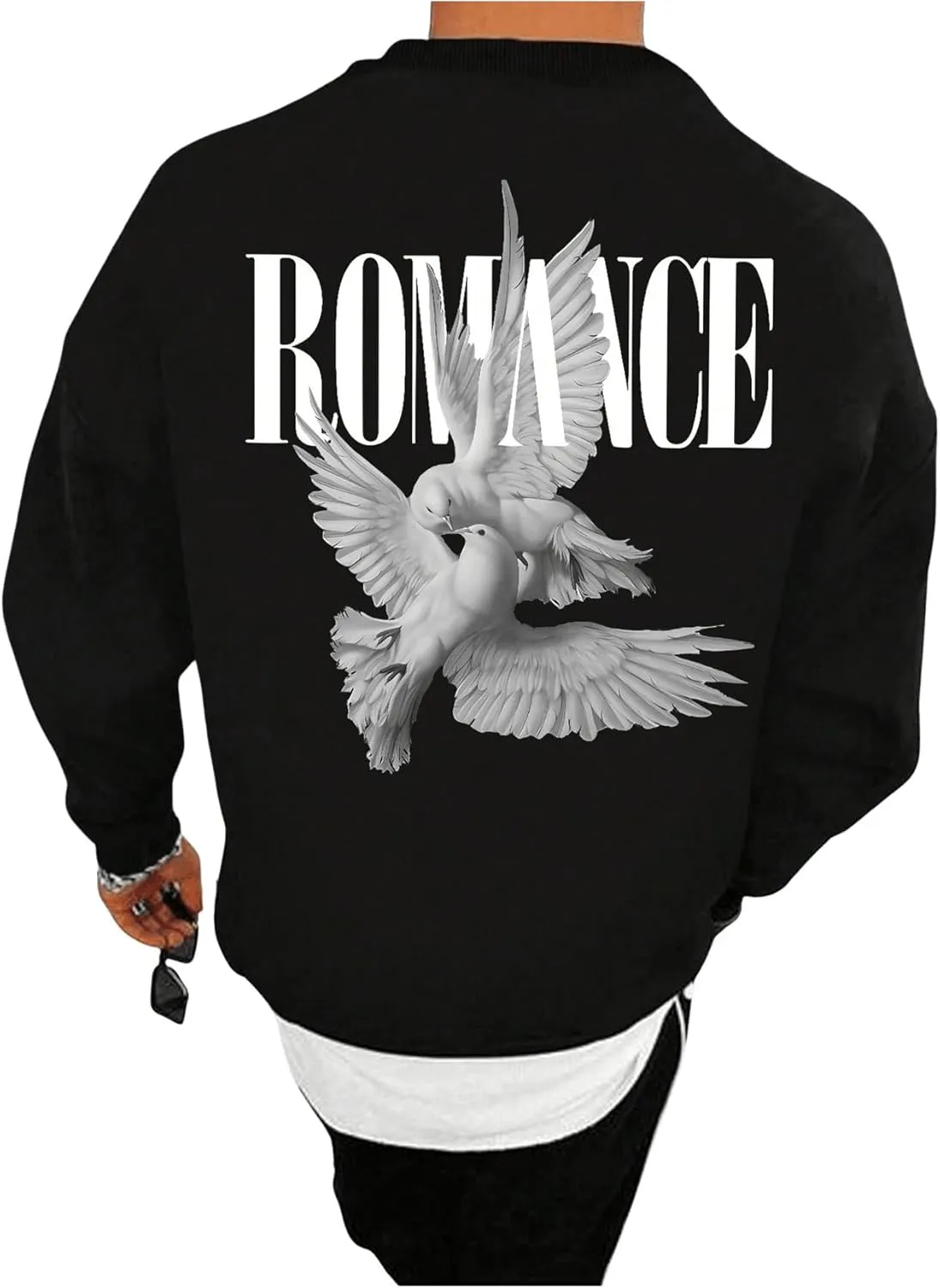 Men's Graphic Sweatshirt Letter Long Sleeve Crewneck Oversized Pullover Fall Fashion