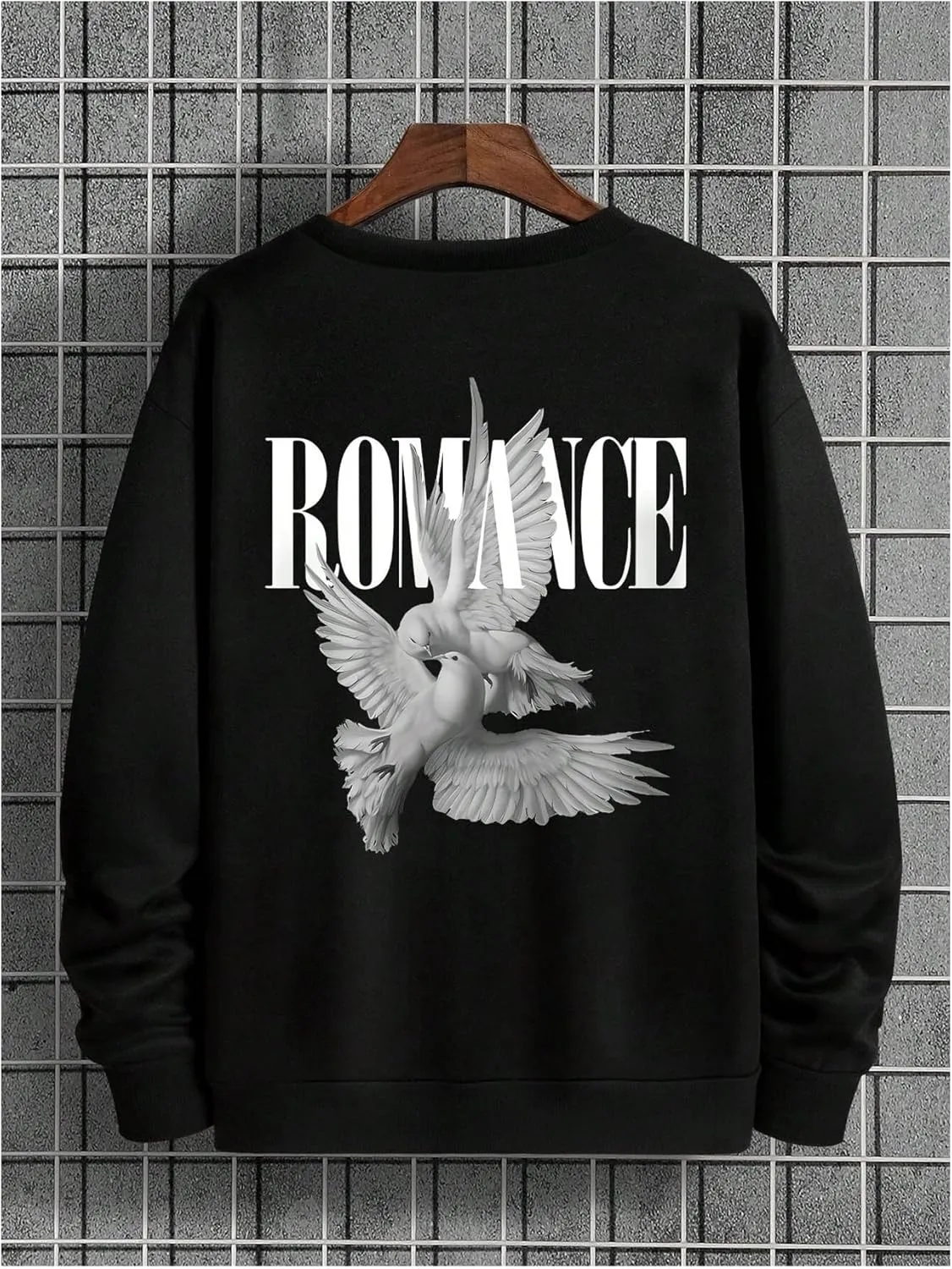 Men's Graphic Sweatshirt Letter Long Sleeve Crewneck Oversized Pullover Fall Fashion