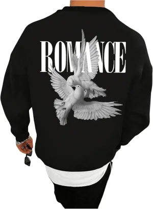 Men's Graphic Sweatshirt Letter Long Sleeve Crewneck Oversized Pullover Fall Fashion