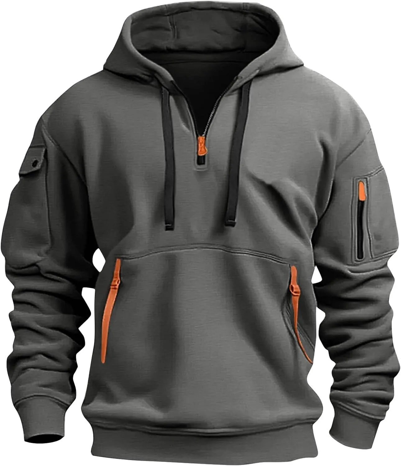 Mens Hoodies Pullover Oversized Long Sleeve Zip up Hooded Sweatshirt Drawstring Casual Jacket Sweater Fall Coat