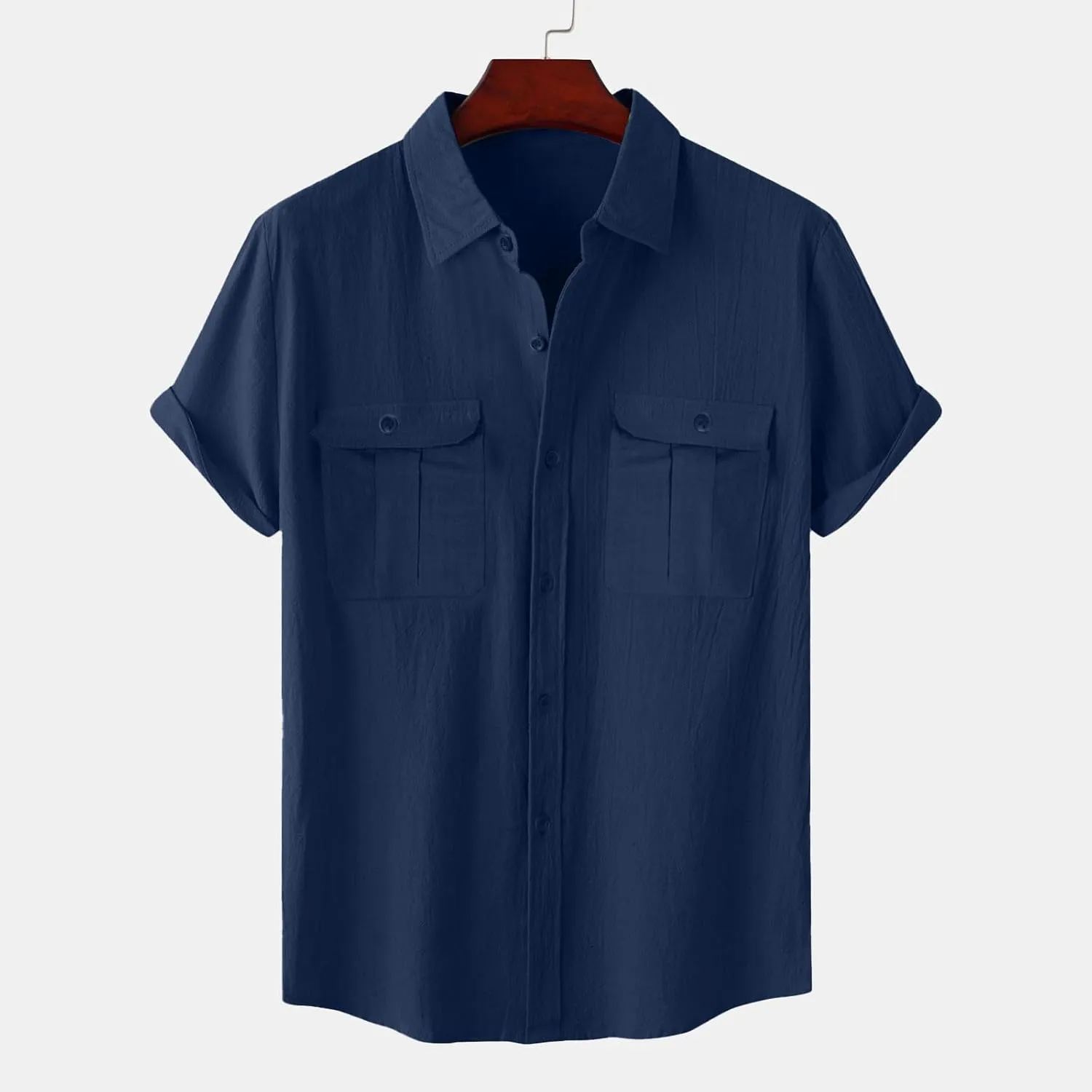 Mens Linen Cotton Shirts Button Down Short Sleeve Summer Clothes Trendy Outfits Casual Beach Dress Shirt Business