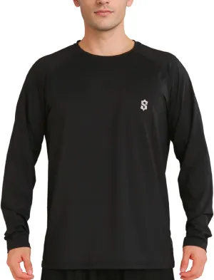Men's Long Sleeve UPF 50  Sun Protection Swim T-Shirt Quick Dry Lightweight Running Fishing Rash Guard