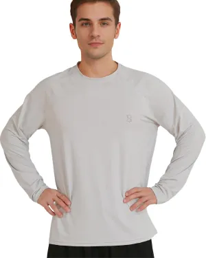 Men's Long Sleeve UPF 50  Sun Protection Swim T-Shirt Quick Dry Lightweight Running Fishing Rash Guard