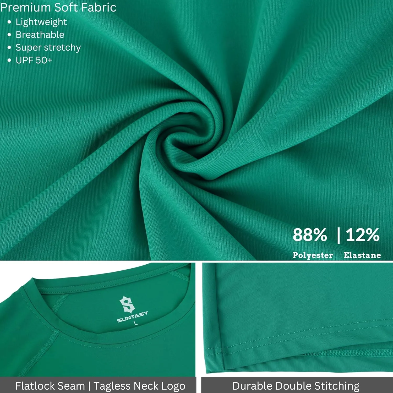 Men's Long Sleeve UPF 50  Sun Protection Swim T-Shirt Quick Dry Lightweight Running Fishing Rash Guard
