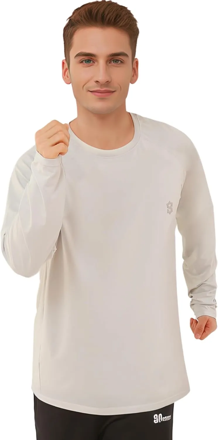 Men's Long Sleeve UPF 50  Sun Protection Swim T-Shirt Quick Dry Lightweight Running Fishing Rash Guard