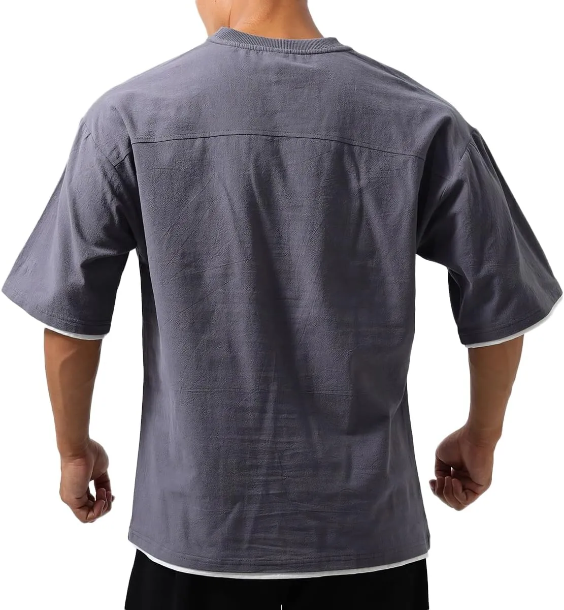 Mens Oversize Loose Hip-hop Shirts Plus Size Shirts Half Sleeve Workout Gym Sweatshirts for Men T83