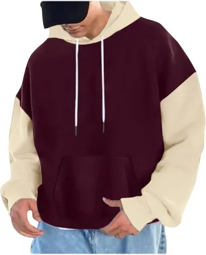 Men's Sweatshirts Hoodies Contrast Color Loose Drop Shoulder Sleeves Hoodies Casual Sports Graphic Hoodies, M-3XL
