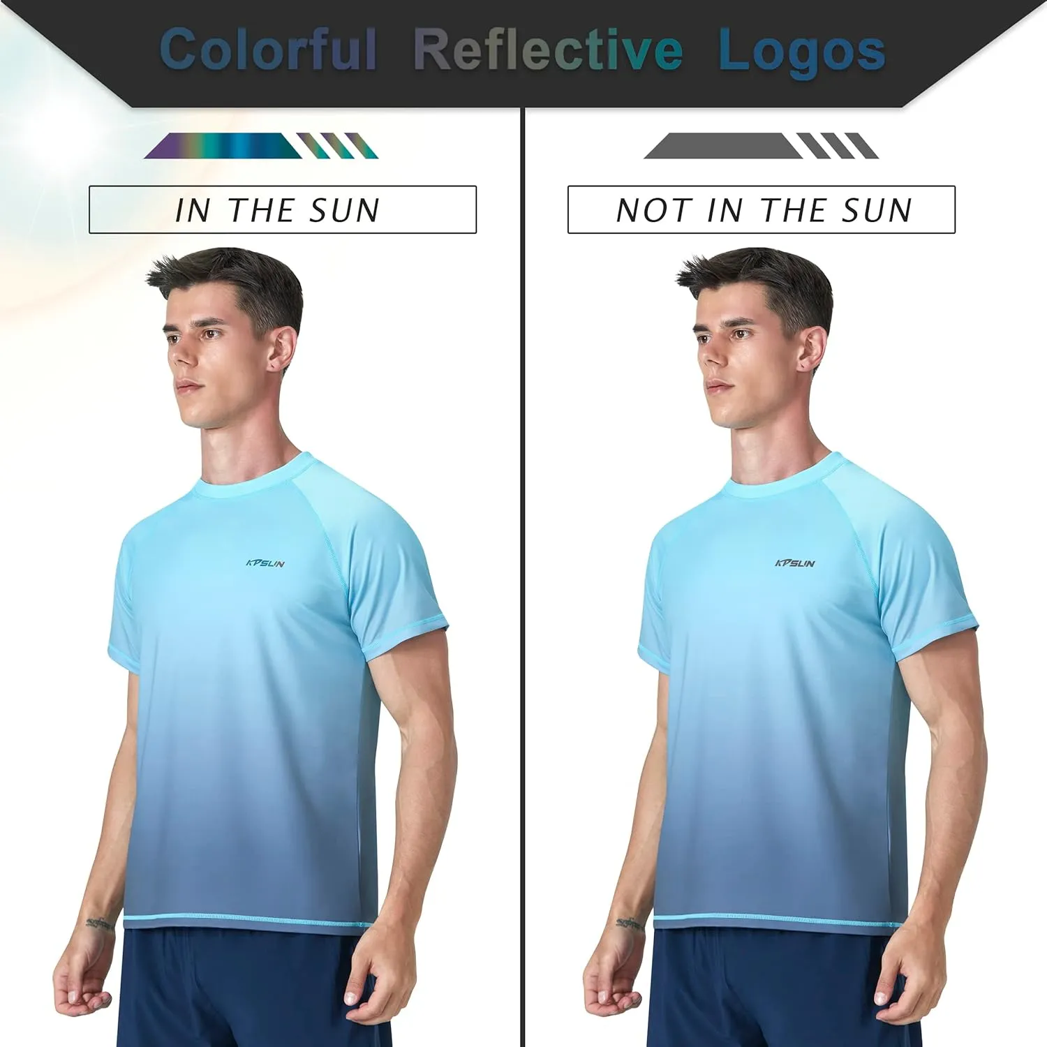 Mens Swim Shirts UPF 50  Sun Protection Quick Dry SPF Rash Guard Outdoor Beach Fishing T Shirts