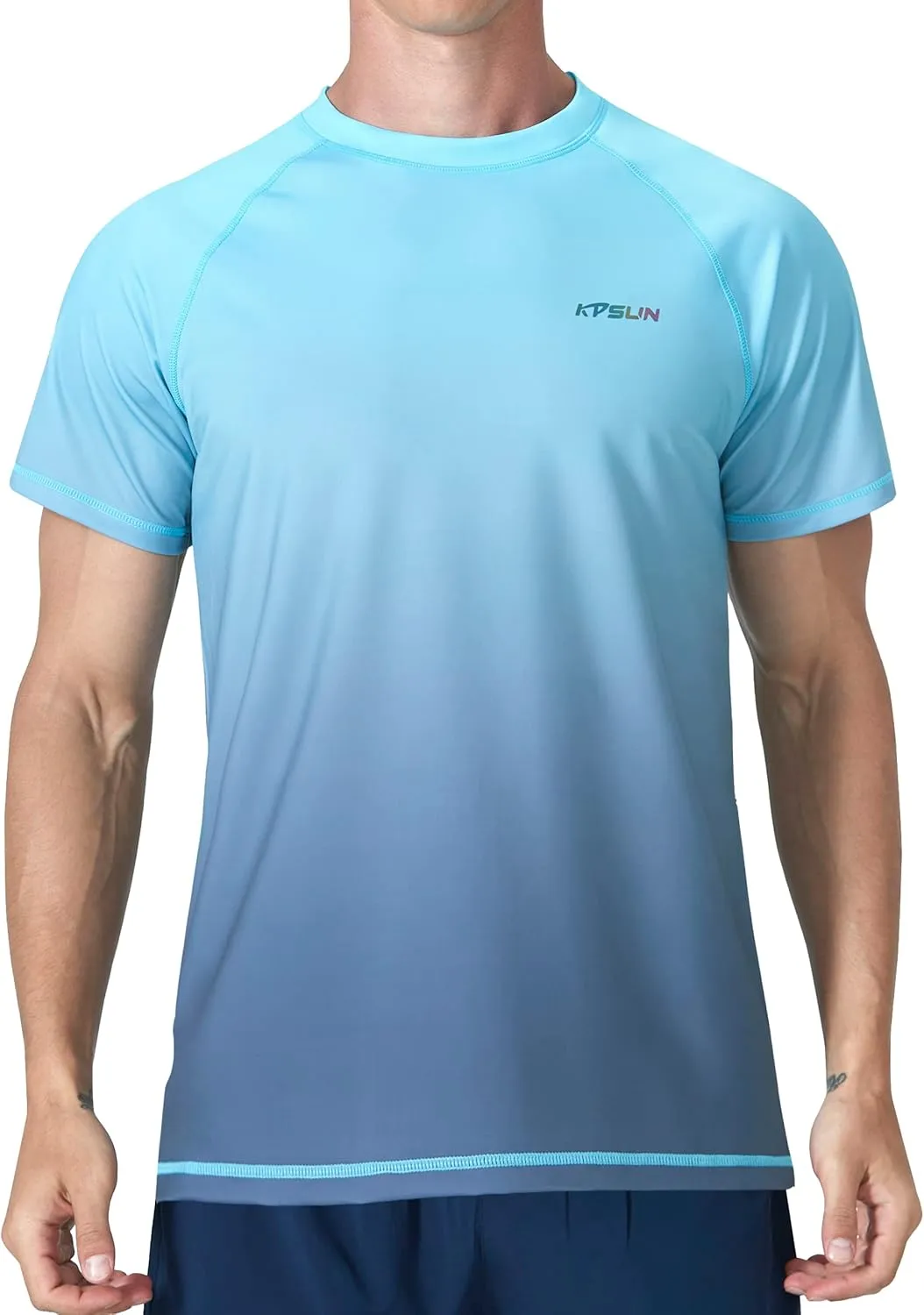 Mens Swim Shirts UPF 50  Sun Protection Quick Dry SPF Rash Guard Outdoor Beach Fishing T Shirts