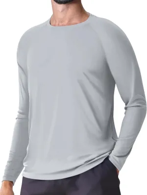 Men's UPF 50  Rash Guard Long Sleeve Sun Protection SPF UV Shirts Lightweight Breathable Swim T-Shirts