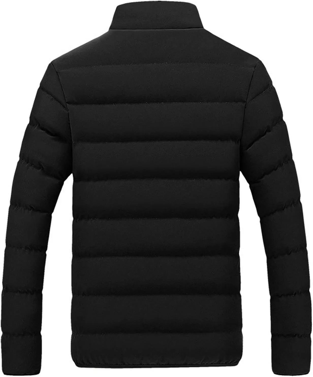 Mens Winter Puffer Jacket Full Zip Quilted Warm Packable Down Coats Lightweight Plus Size Puffy Stand Collar Jackets