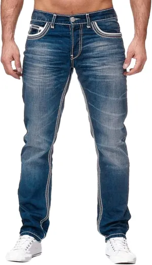 Men's Work Jeans Relaxed Fit Washed Cotton Distressed Straight Fit Jeans Casual Summer Pants Big and Tall Chinos Trousers