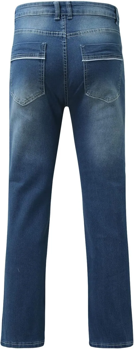 Men's Work Jeans Relaxed Fit Washed Cotton Distressed Straight Fit Jeans Casual Summer Pants Big and Tall Chinos Trousers
