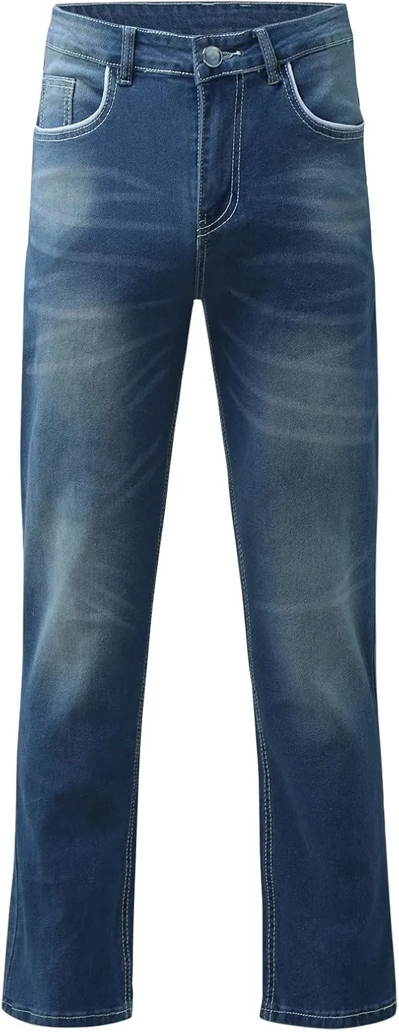 Men's Work Jeans Relaxed Fit Washed Cotton Distressed Straight Fit Jeans Casual Summer Pants Big and Tall Chinos Trousers