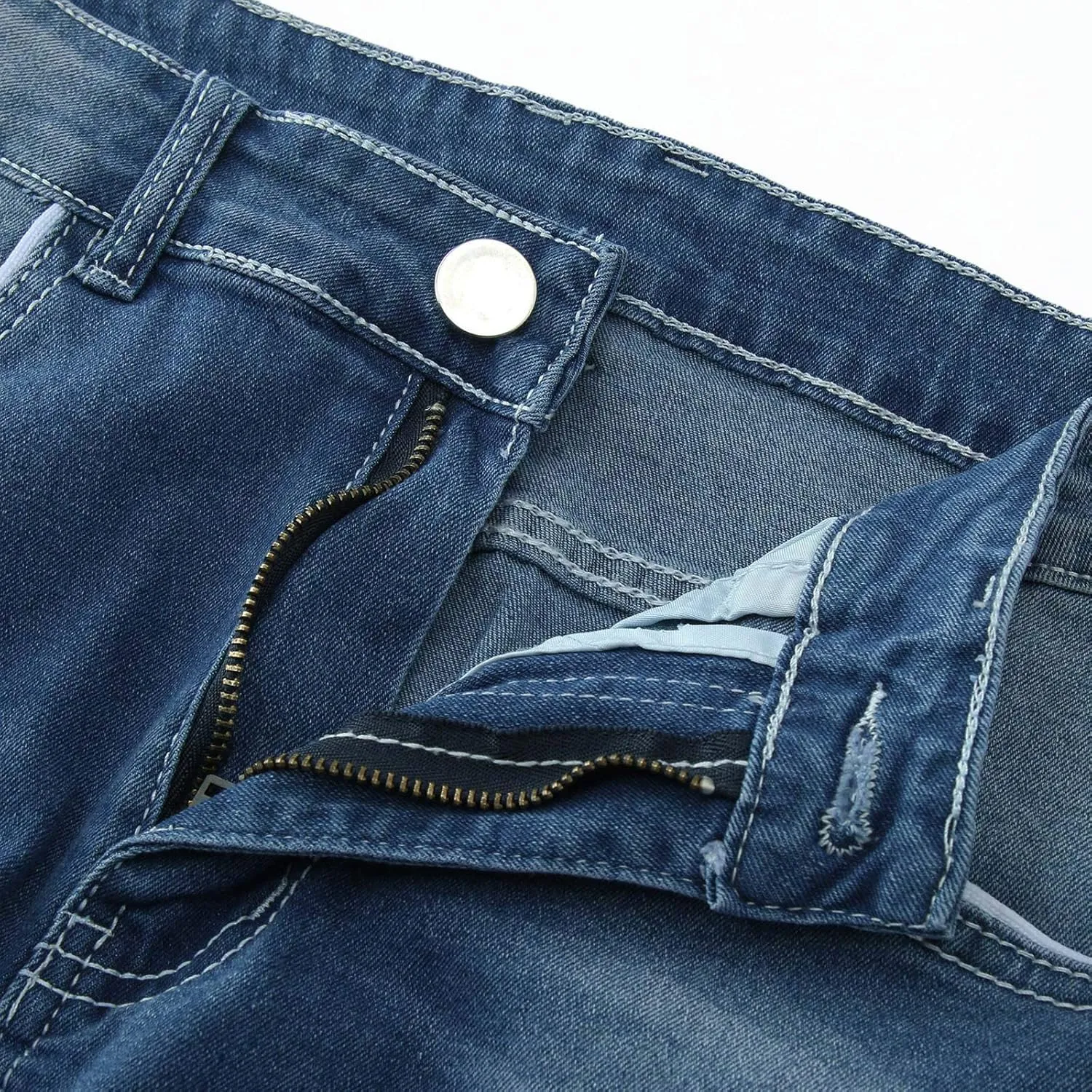 Men's Work Jeans Relaxed Fit Washed Cotton Distressed Straight Fit Jeans Casual Summer Pants Big and Tall Chinos Trousers