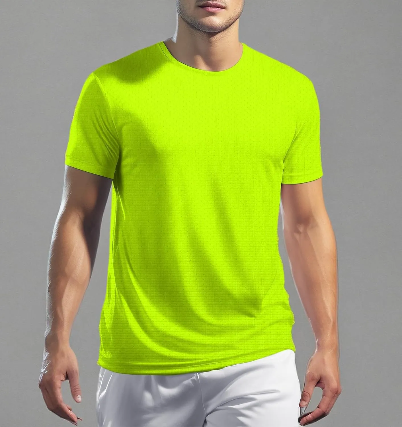 Mens Workout Shirts Dry Fit, Running Top Athletic Tee Moisture Wicking Crewneck Gym T-Shirts Short Sleeve