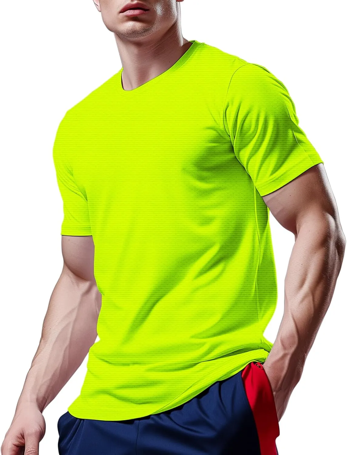 Mens Workout Shirts Dry Fit, Running Top Athletic Tee Moisture Wicking Crewneck Gym T-Shirts Short Sleeve