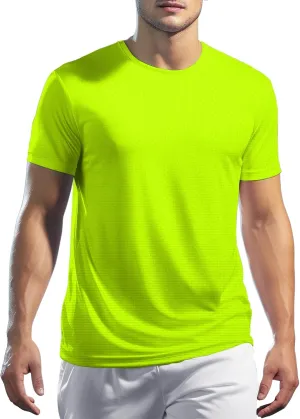 Mens Workout Shirts Dry Fit, Running Top Athletic Tee Moisture Wicking Crewneck Gym T-Shirts Short Sleeve