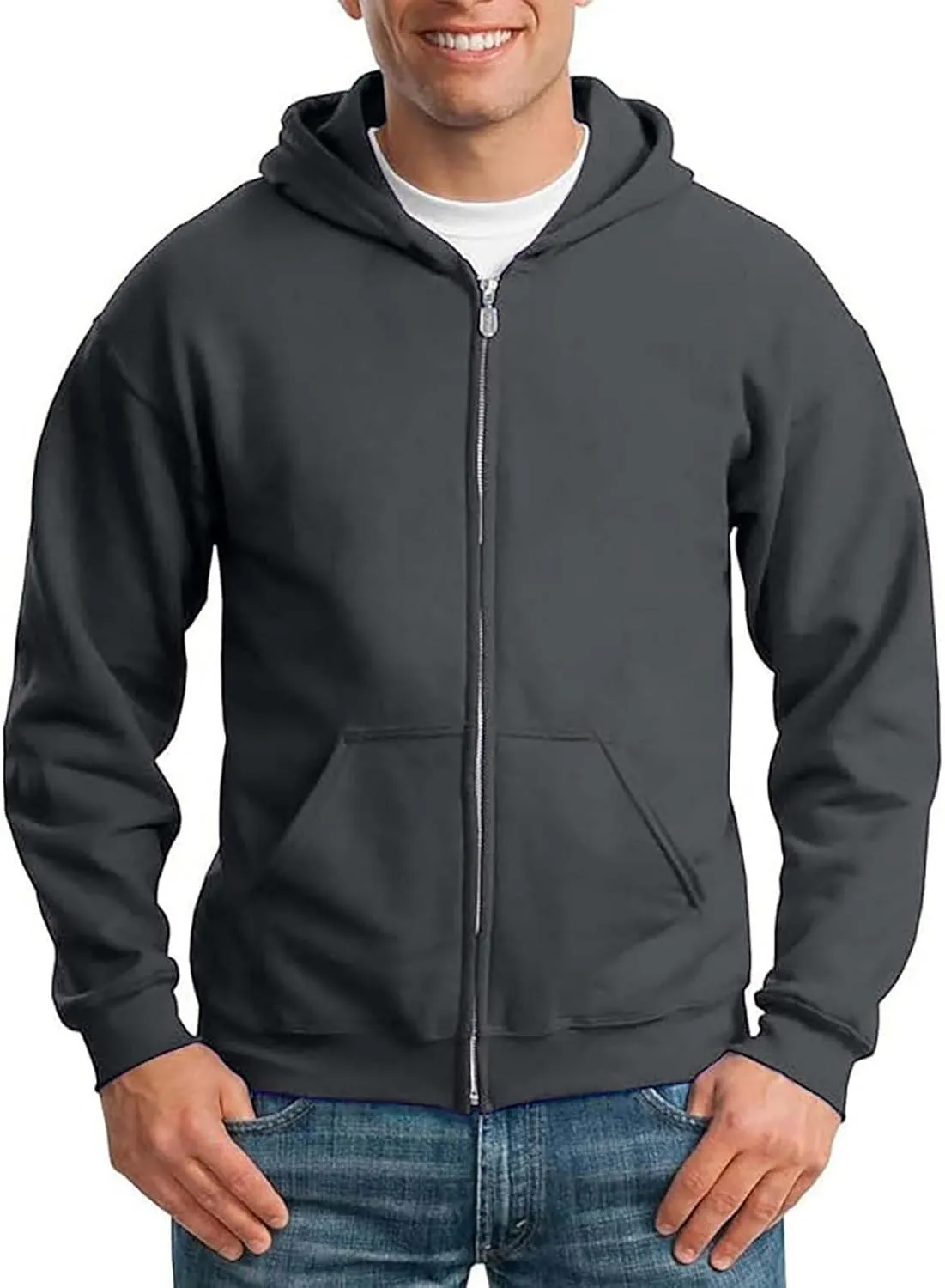 Mens Zip Up Hoodie Long Sleeve Drop Shoulder Oversized Jacket Drawstring Fashion Workout Fleece Pullover Sweatshirt