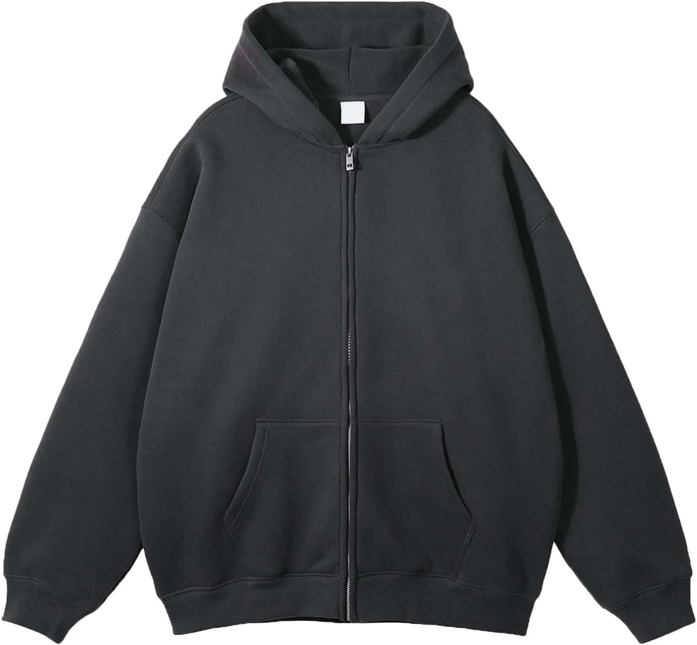 Mens Zip Up Hoodie Long Sleeve Drop Shoulder Oversized Jacket Drawstring Fashion Workout Fleece Pullover Sweatshirt